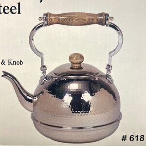NEW Old Dutch Decorative Hammered Stainless Steel Teakettle - 2qt